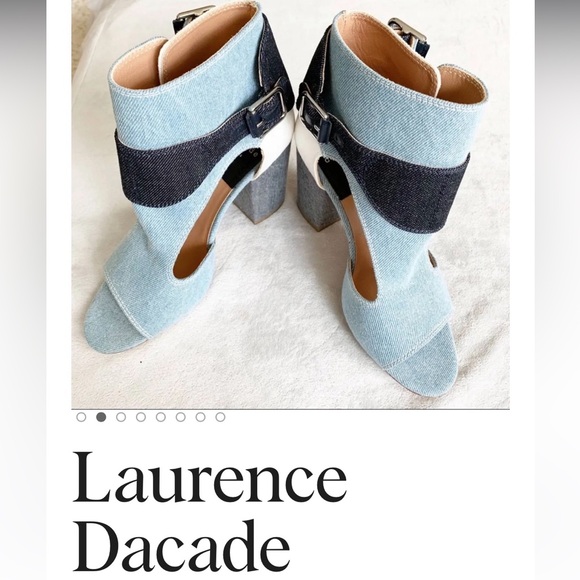 Multi Contrasting Jean Cutout Sandal By Laurence Dacade Size 39.5  4" Heel - Picture 3 of 16